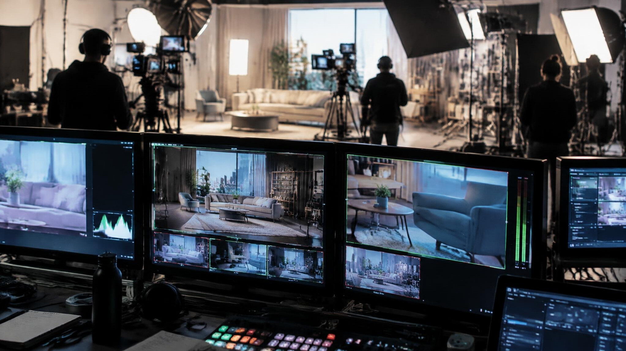 Film crew working on a production set